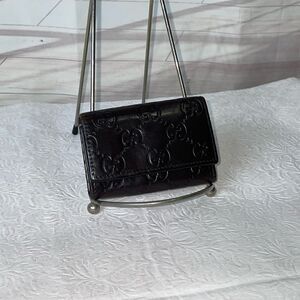 AUTHENTIC GUCCI GG Logo Leather 6 Key Wallet Brown